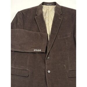 Chaps Brown Cotton Corduroy Sport Coat Tortoise Buttons Paisley Lining 50R